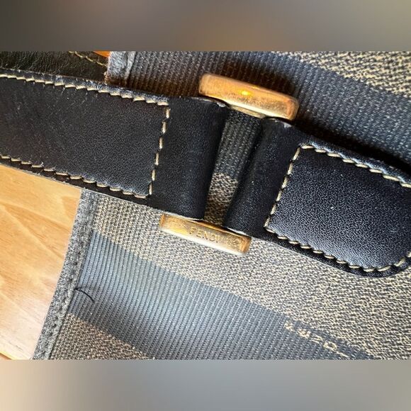 Vintage Fendi Coated Canvas Tote Bag with Leather Trim and Top Zip Closure - Picture 7 of 14